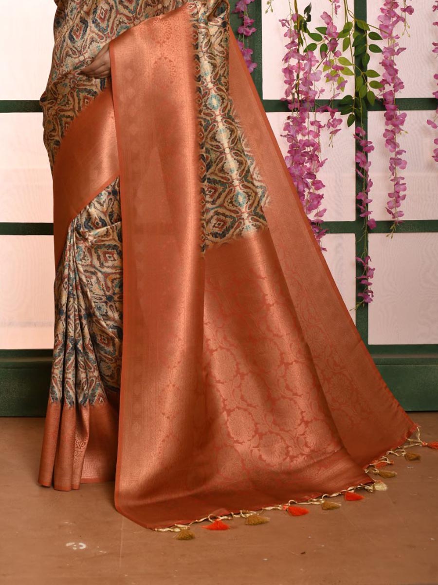 Multi Banarasi Silk Handwoven Wedding Festival Heavy Border Saree