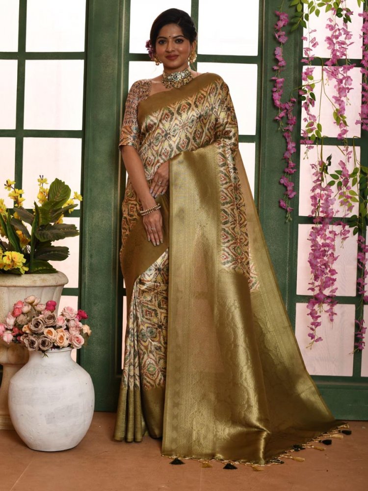 Multi Banarasi Silk Handwoven Wedding Festival Heavy Border Saree