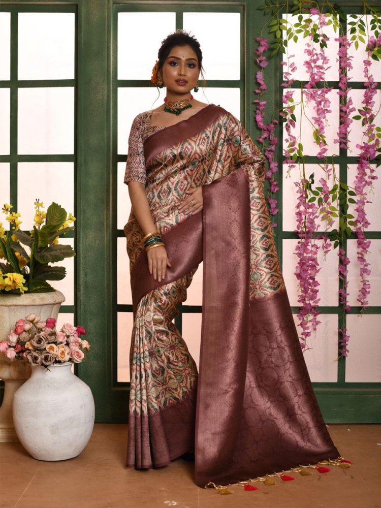 Multi Banarasi Silk Handwoven Wedding Festival Heavy Border Saree