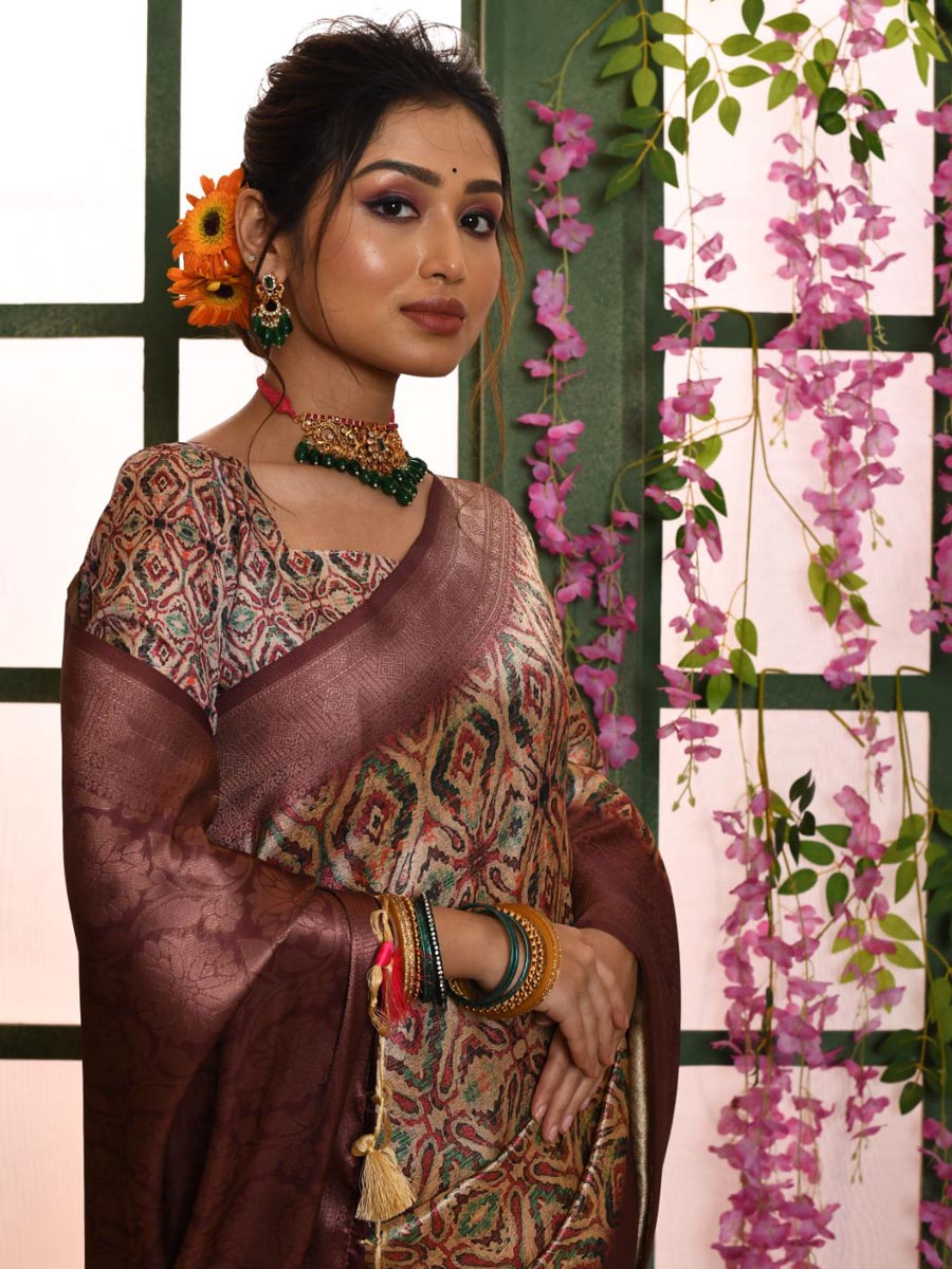 Multi Banarasi Silk Handwoven Wedding Festival Heavy Border Saree