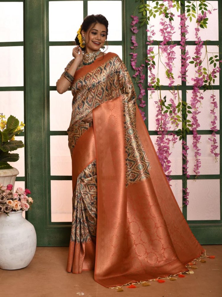 Multi Banarasi Silk Handwoven Wedding Festival Heavy Border Saree