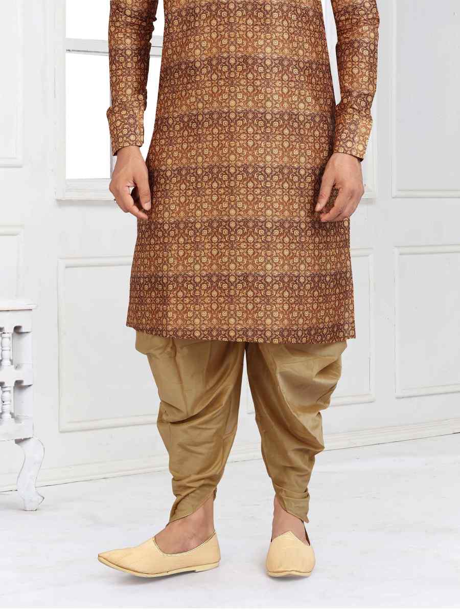 Multi Banarasi Silk Printed Plain Festival Party Kurta