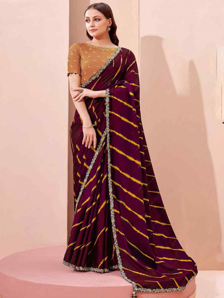 Multi Brasso Embroidered Party Casual Classic Style Saree