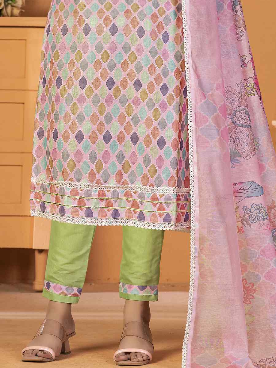 Multi Cambric Cotton Embroidered Casual Festival Pant Salwar Kameez
