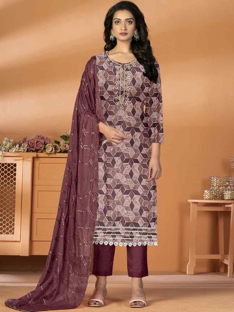 Multi Cambric Cotton Embroidered Casual Festival Pant Salwar Kameez