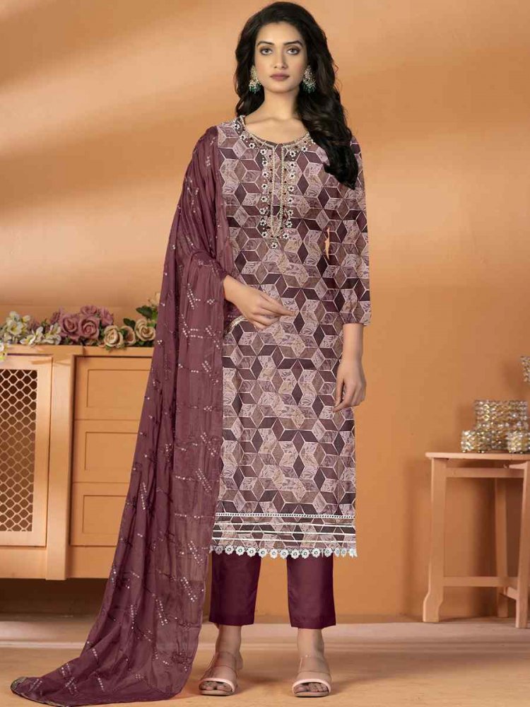Multi Cambric Cotton Embroidered Casual Festival Pant Salwar Kameez
