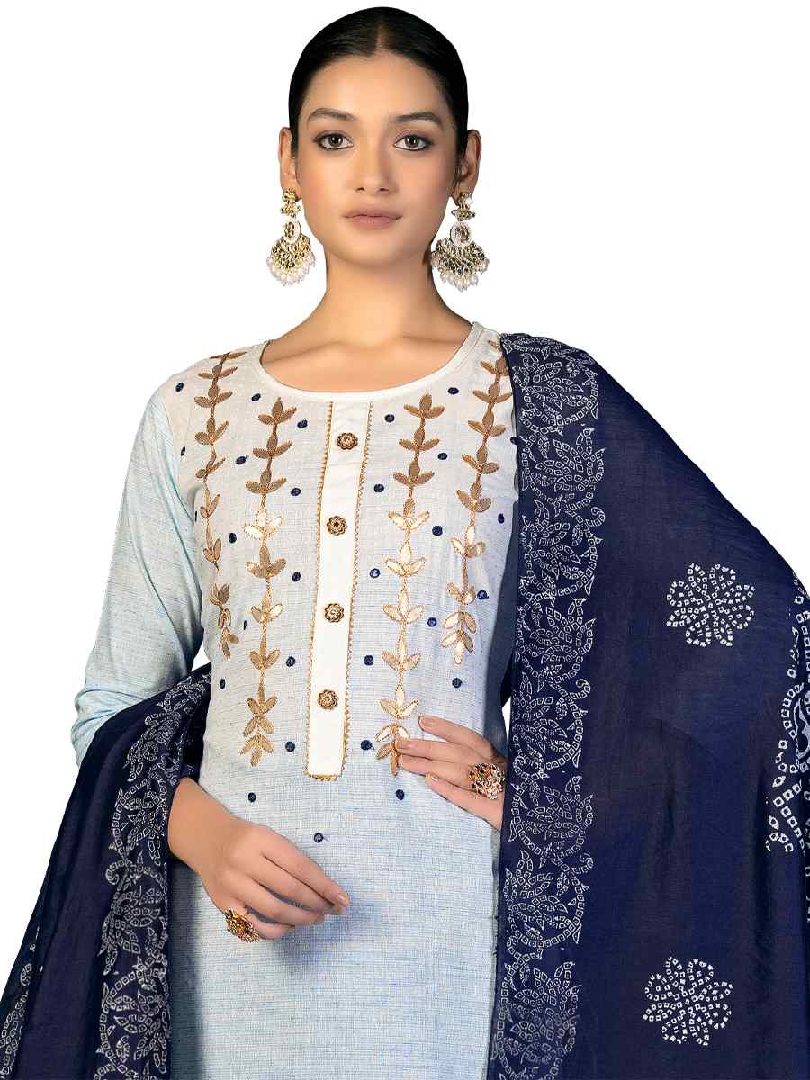 Multi Cambric Cotton Handwoven Casual Festival Pant Salwar Kameez