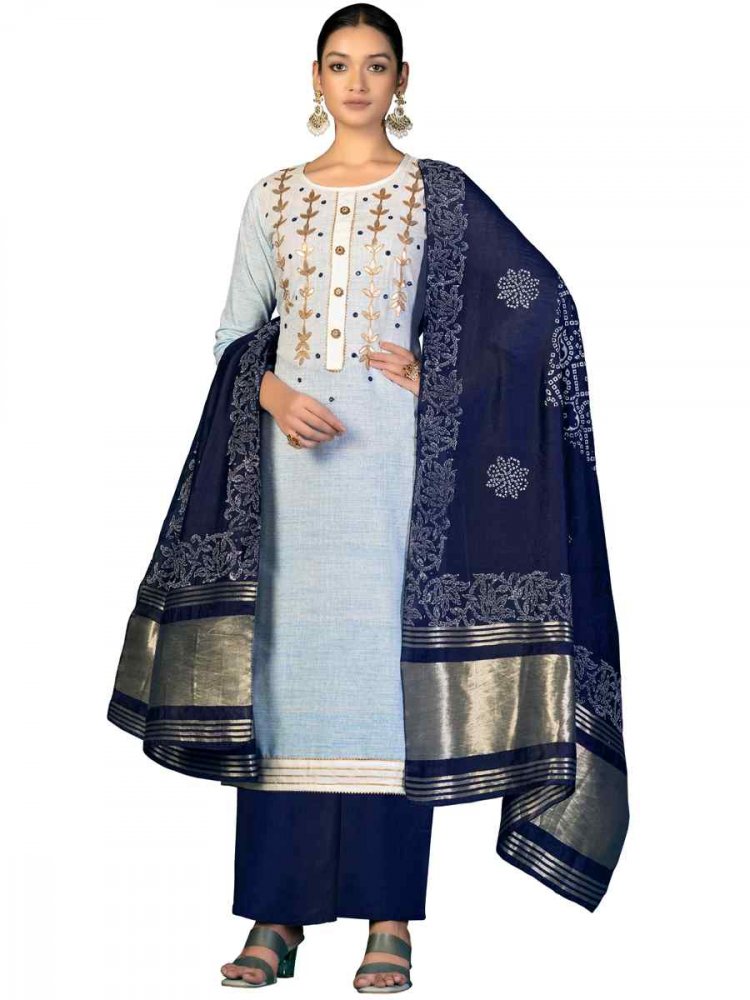 Multi Cambric Cotton Handwoven Casual Festival Pant Salwar Kameez