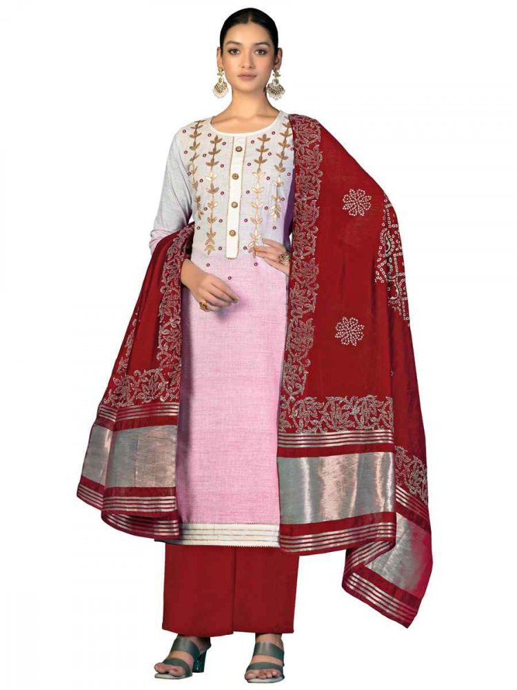 Multi Cambric Cotton Handwoven Casual Festival Pant Salwar Kameez