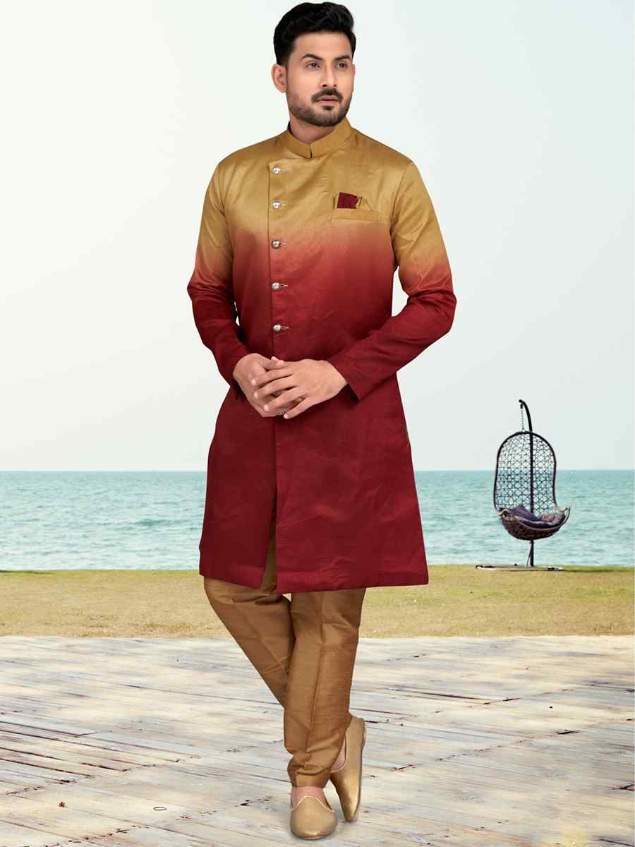 Multi Champion Silk Printed Festival Party Sherwani