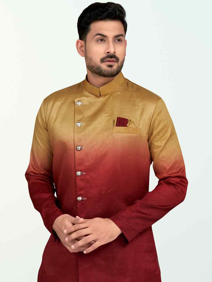 Multi Champion Silk Printed Festival Party Sherwani