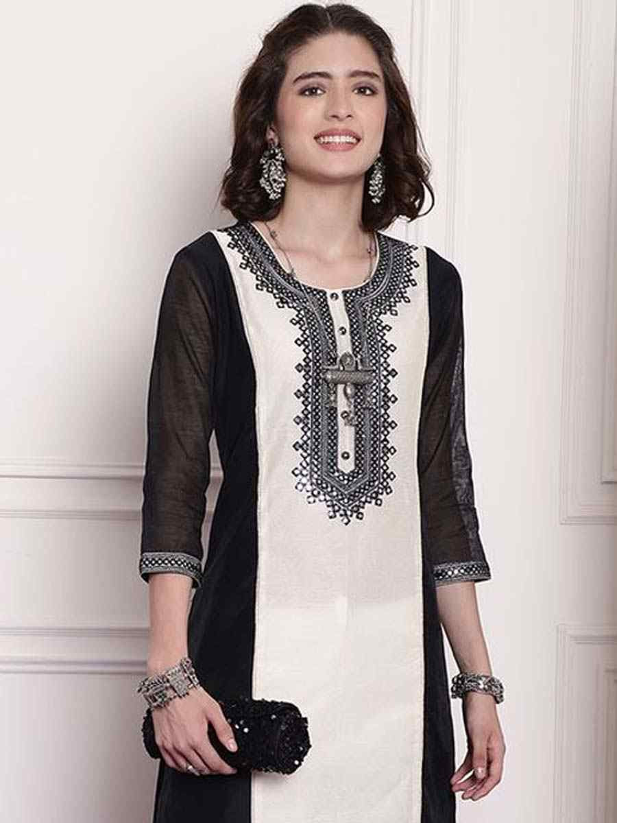 Multi Chanderi Embroidered Festival Casual Kurti