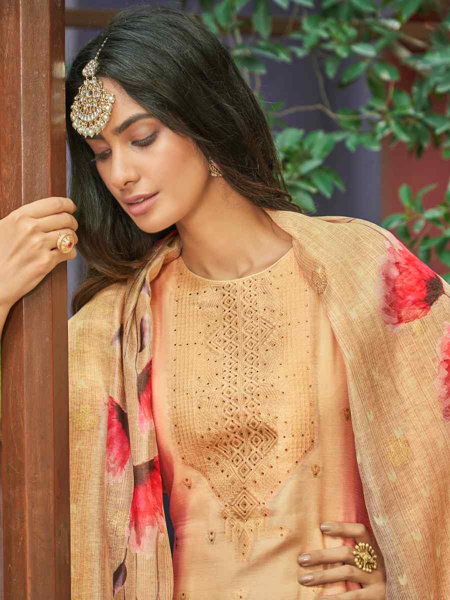 Multi Chanderi Jacquard Embroidered Festival Wedding Anarkali Salwar Kameez