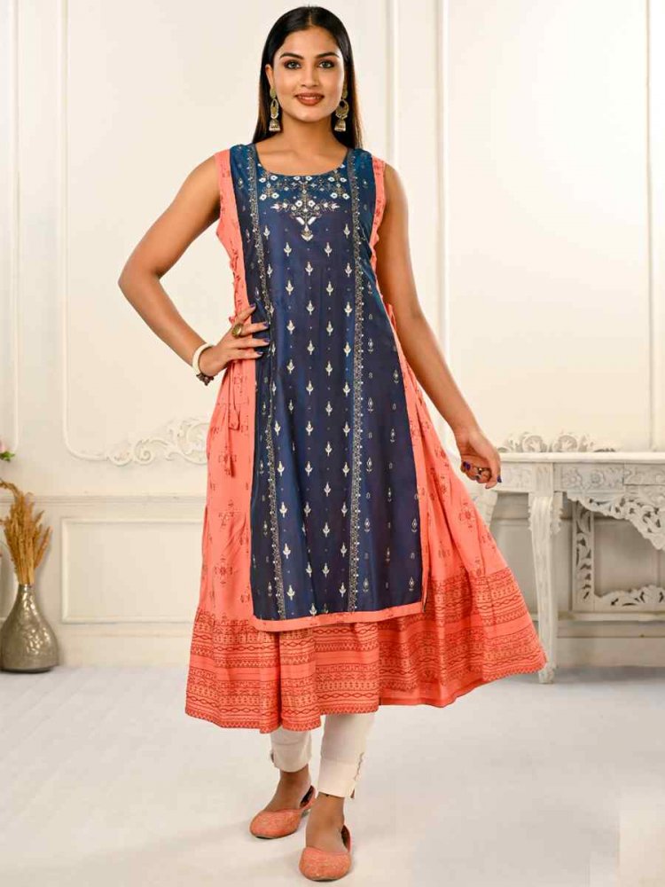 Amazon.com: Bani Women Chanderi Kurta Pant Set with & Dupatta 3/4 Sleeves  Embroidered Neck Ethnic Indian Party Wear Kurti Set Navy Blue : Clothing,  Shoes & Jewelry