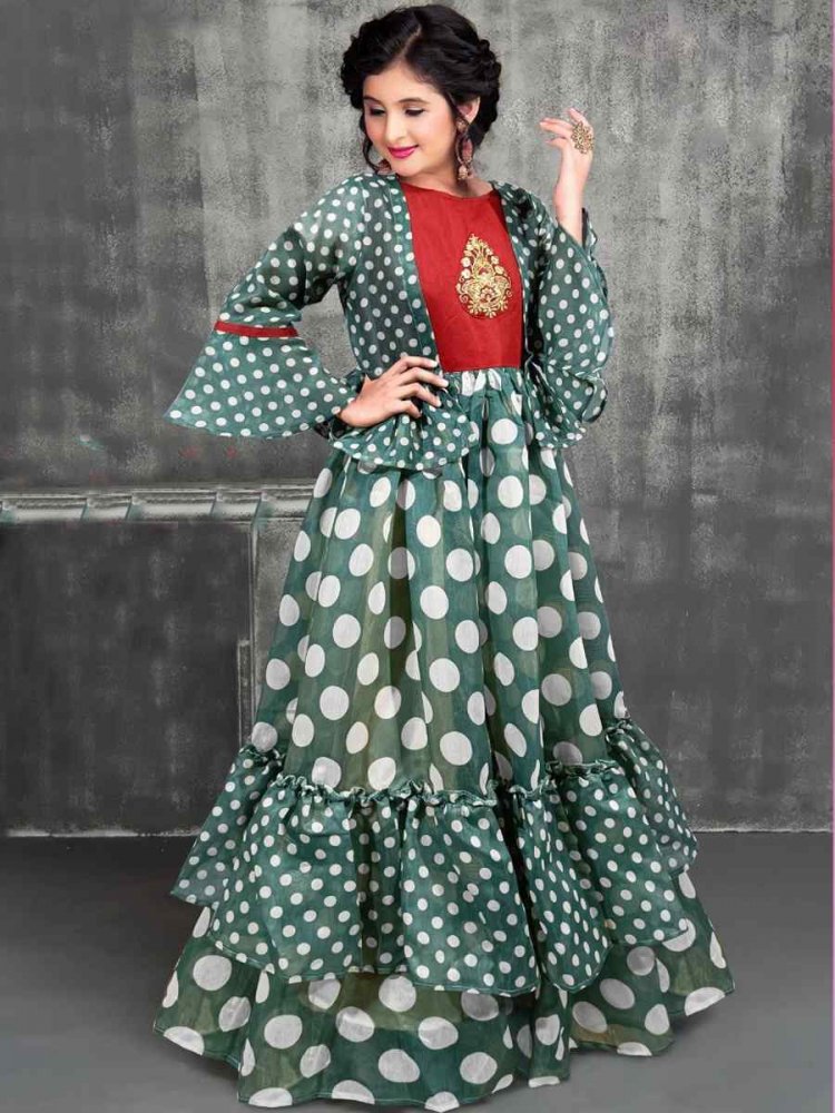 Multi Chanderi Printed Festival Casual Salwars Girls Wear