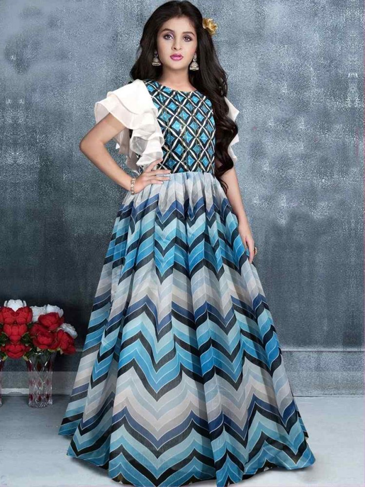 Multi Chanderi Printed Festival Casual Salwars Girls Wear
