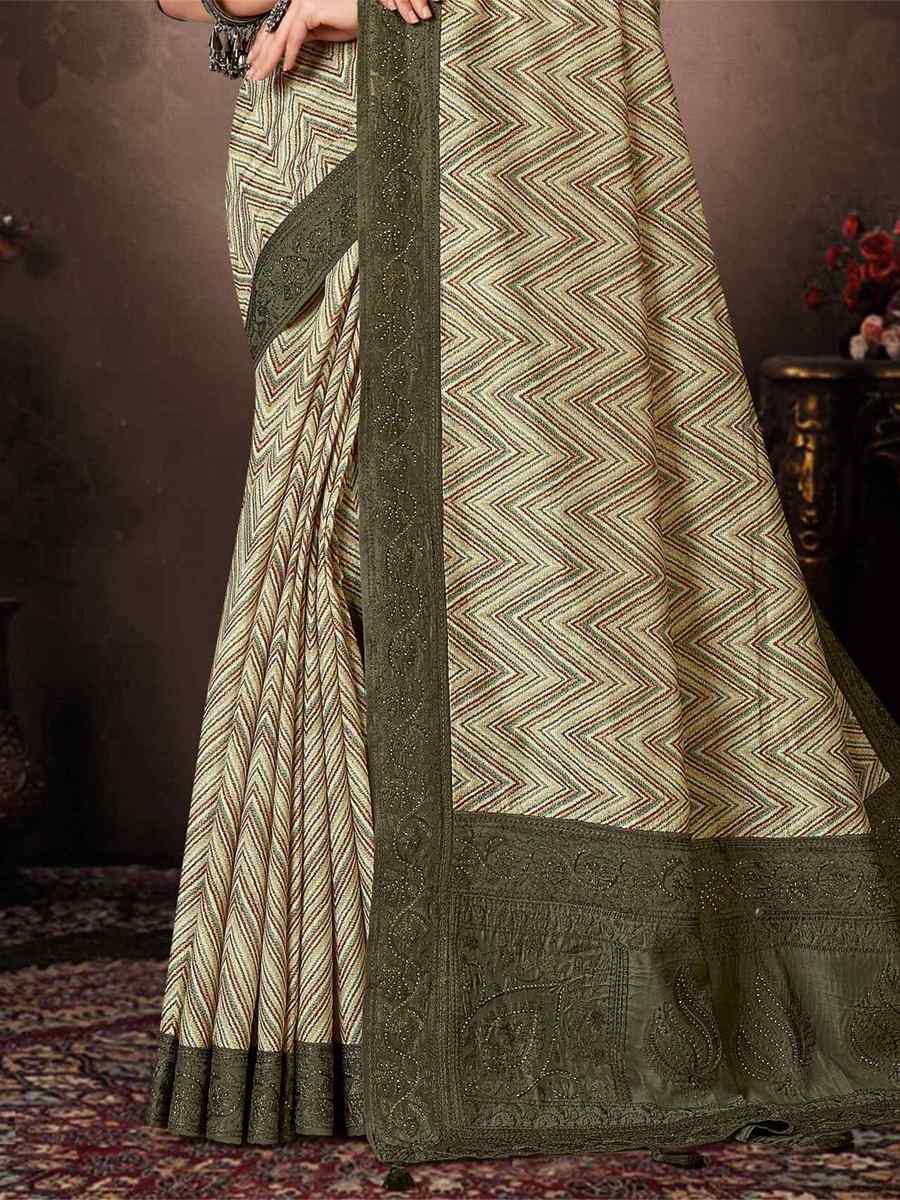 Multi Chanderi Silk Printed Casual Festival Classic Style Saree