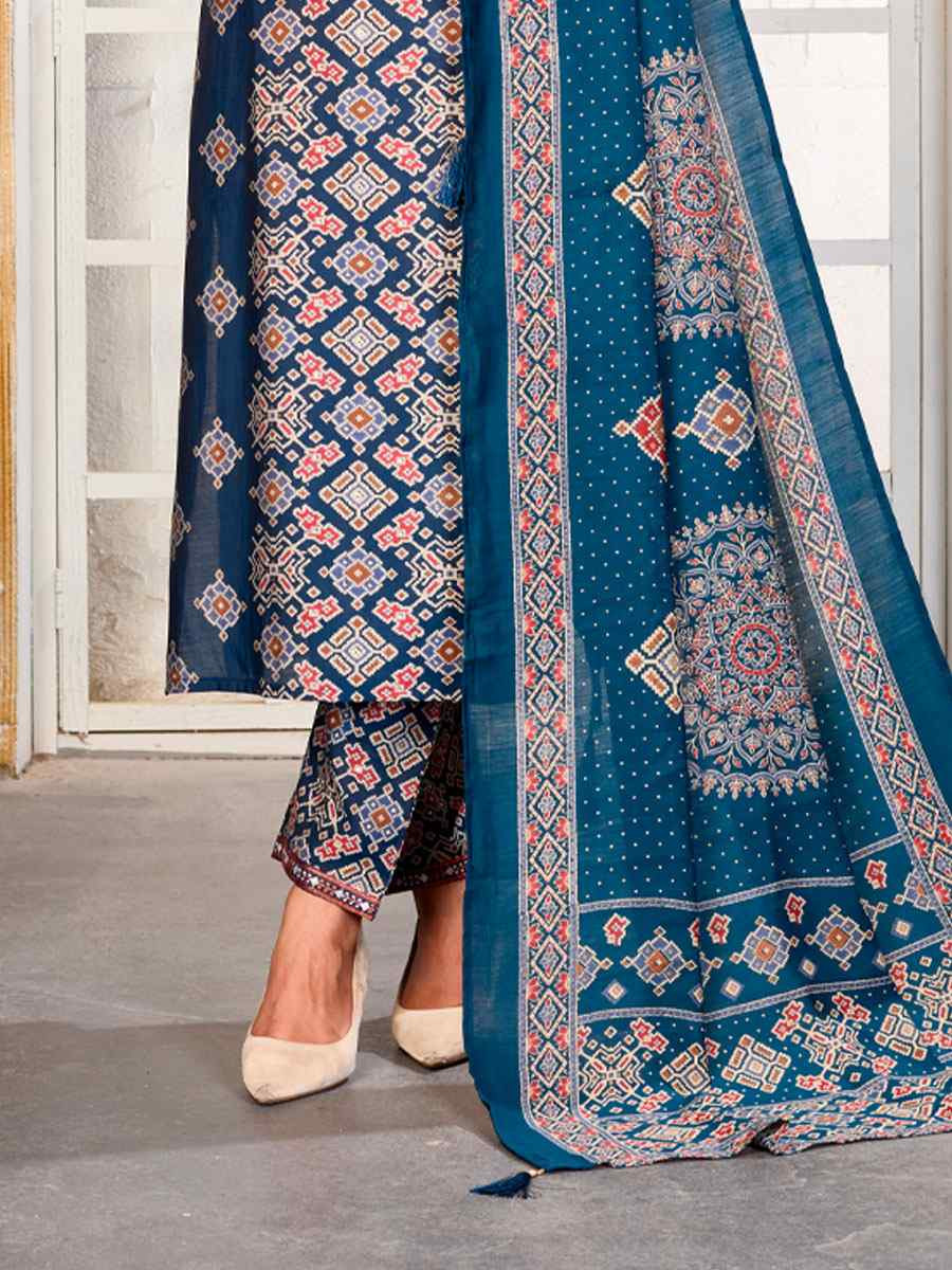 Multi Chanderi Silk Printed Embroidery Party Wedding Festival Casual Ready Pant Salwar Kameez