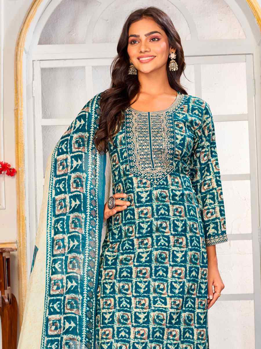 Multi Chanderi Silk Printed Embroidery Party Wedding Festival Casual Ready Pant Salwar Kameez