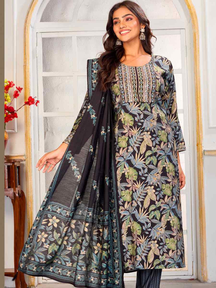 Multi Chanderi Silk Printed Embroidery Party Wedding Festival Casual Ready Pant Salwar Kameez