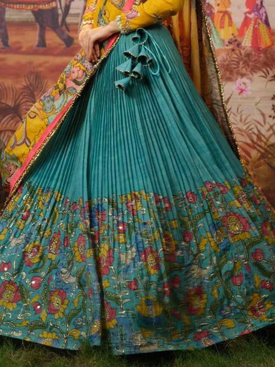 Multi Chiffon Prined Wedding Reception Festival Heavy Border Lehenga Choli