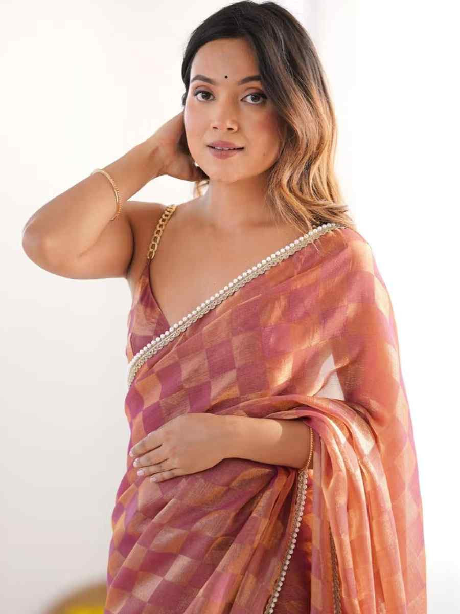 Multi Chiffon Prinred Traditional Fastive Reception Festival Wedding Fancy Heavy Border Saree