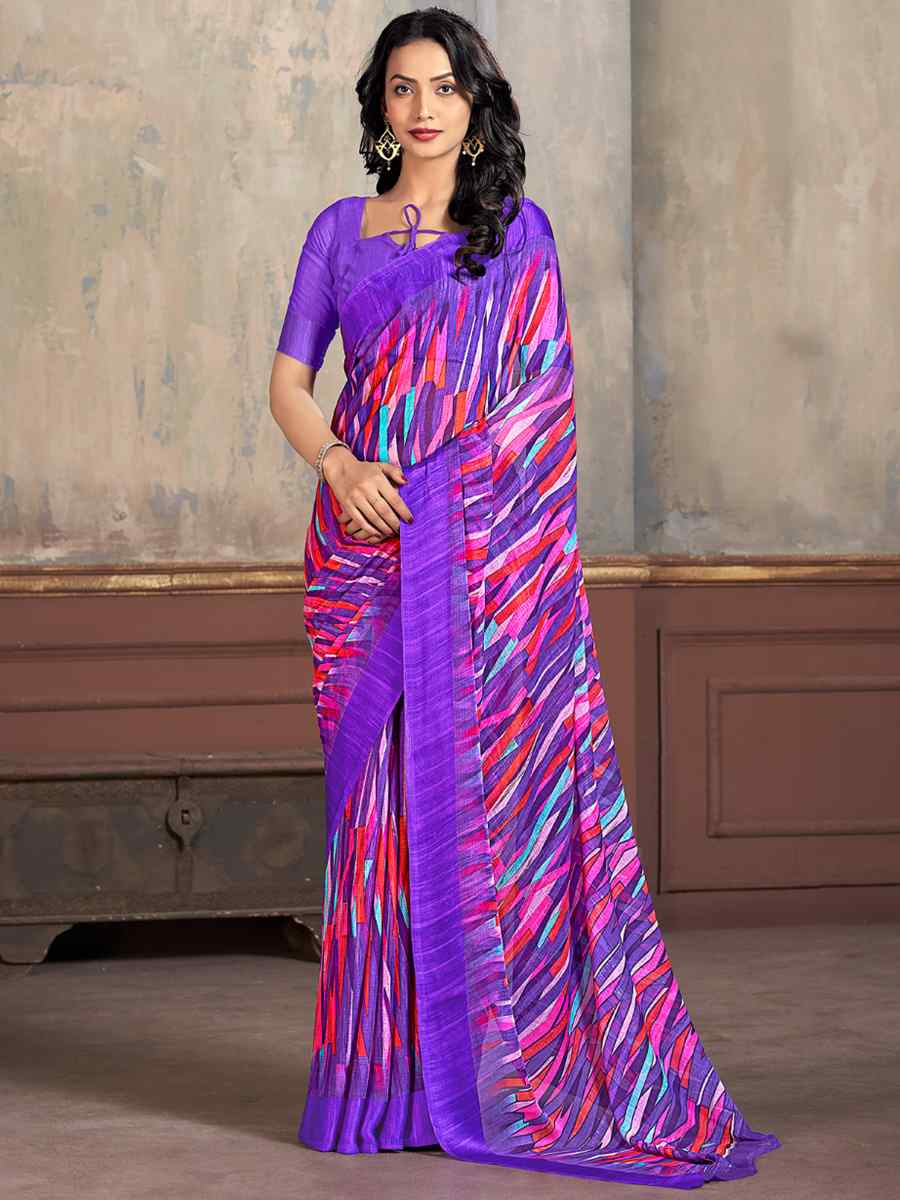 Multi Chiffon Printed Casual Festival Contemporary Saree