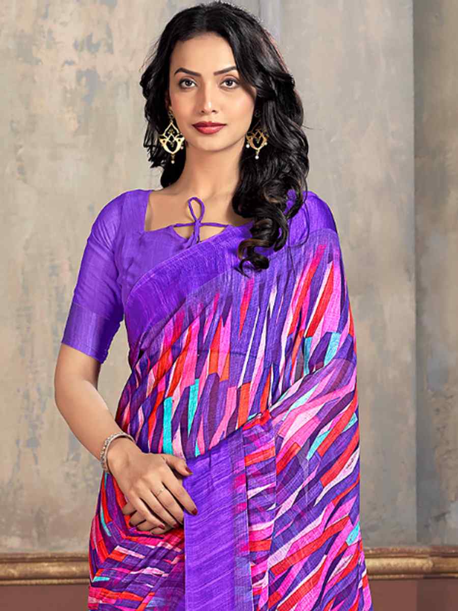 Multi Chiffon Printed Casual Festival Contemporary Saree