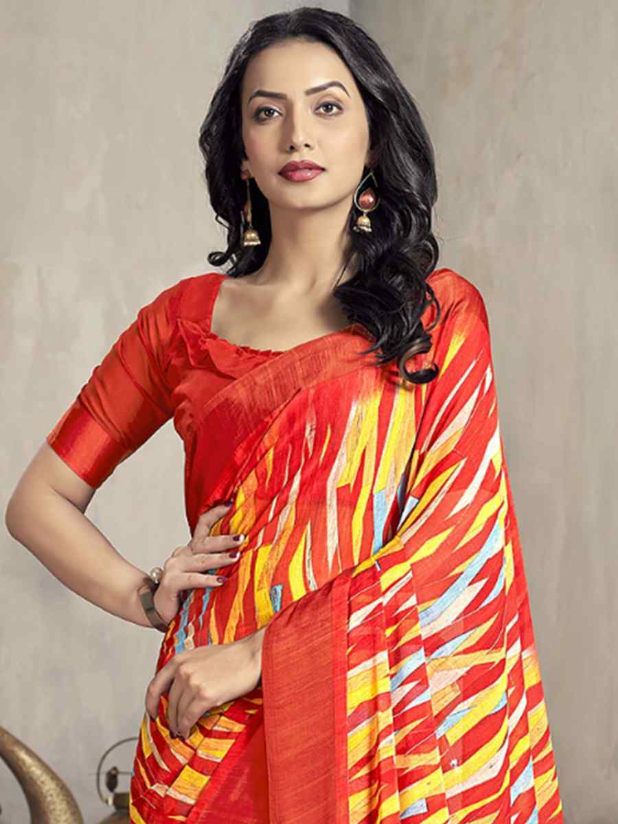 Multi Chiffon Printed Casual Festival Contemporary Saree