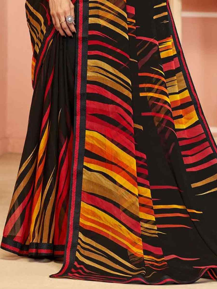 Multi Chiffon Printed Festival Wedding Fancy Classic Style Sarees