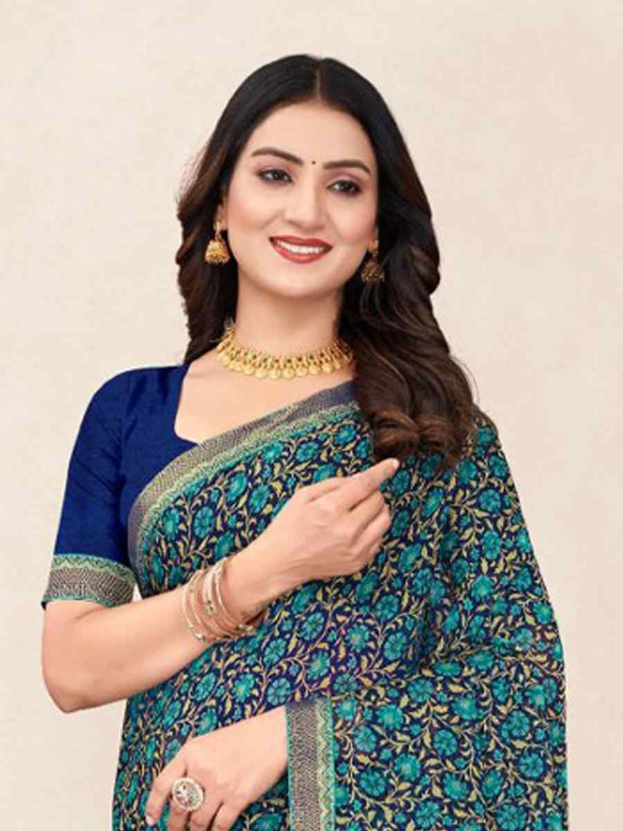 Multi Chiffon Printed Festival Wedding Fancy Classic Style Sarees