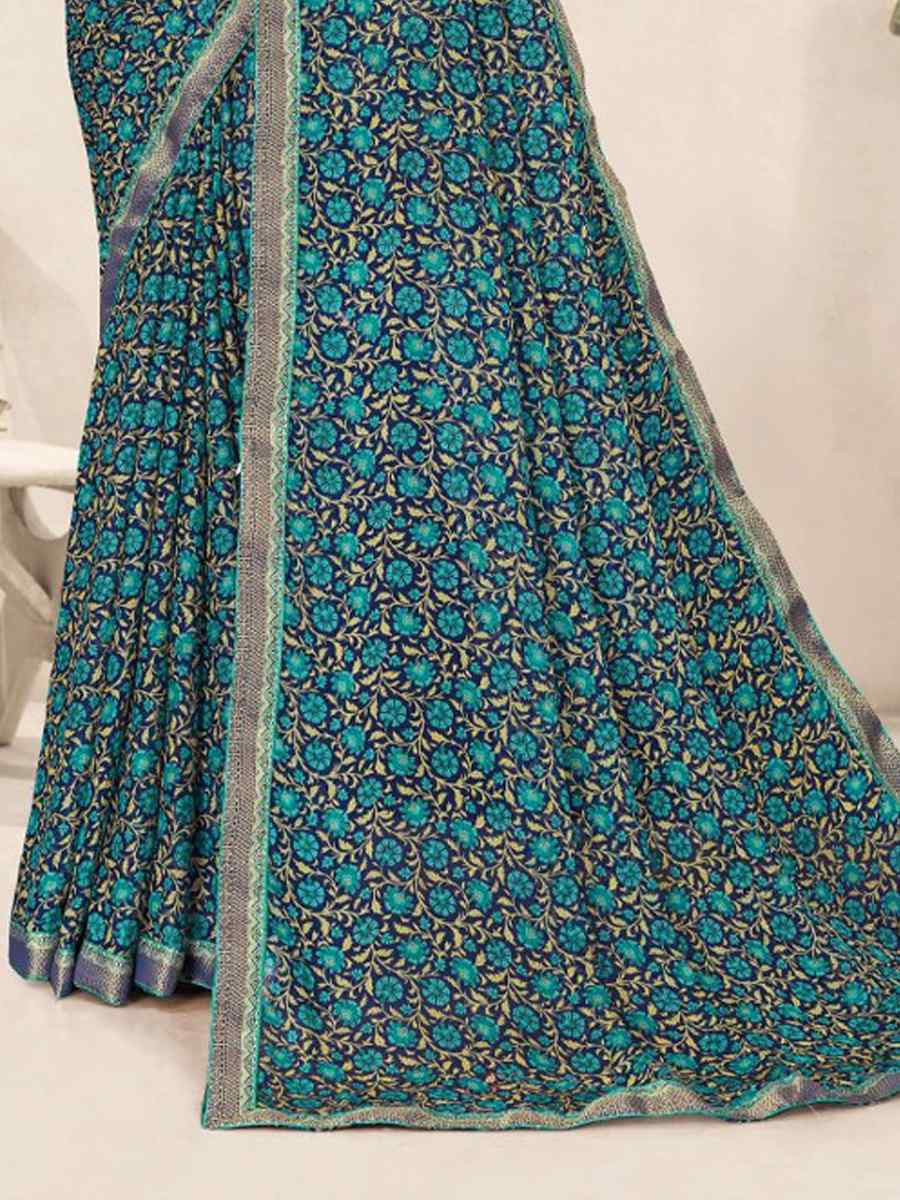 Multi Chiffon Printed Festival Wedding Fancy Classic Style Sarees