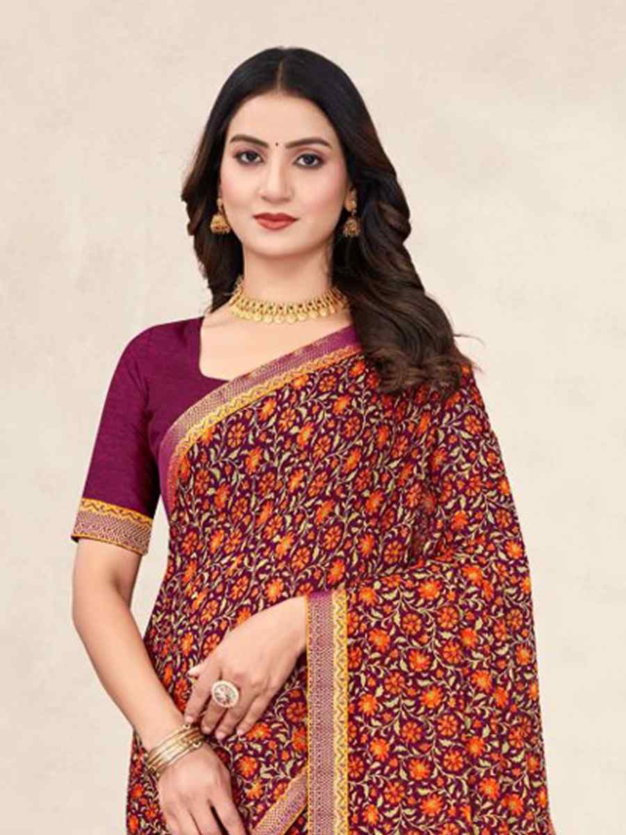 Multi Chiffon Printed Festival Wedding Fancy Classic Style Sarees