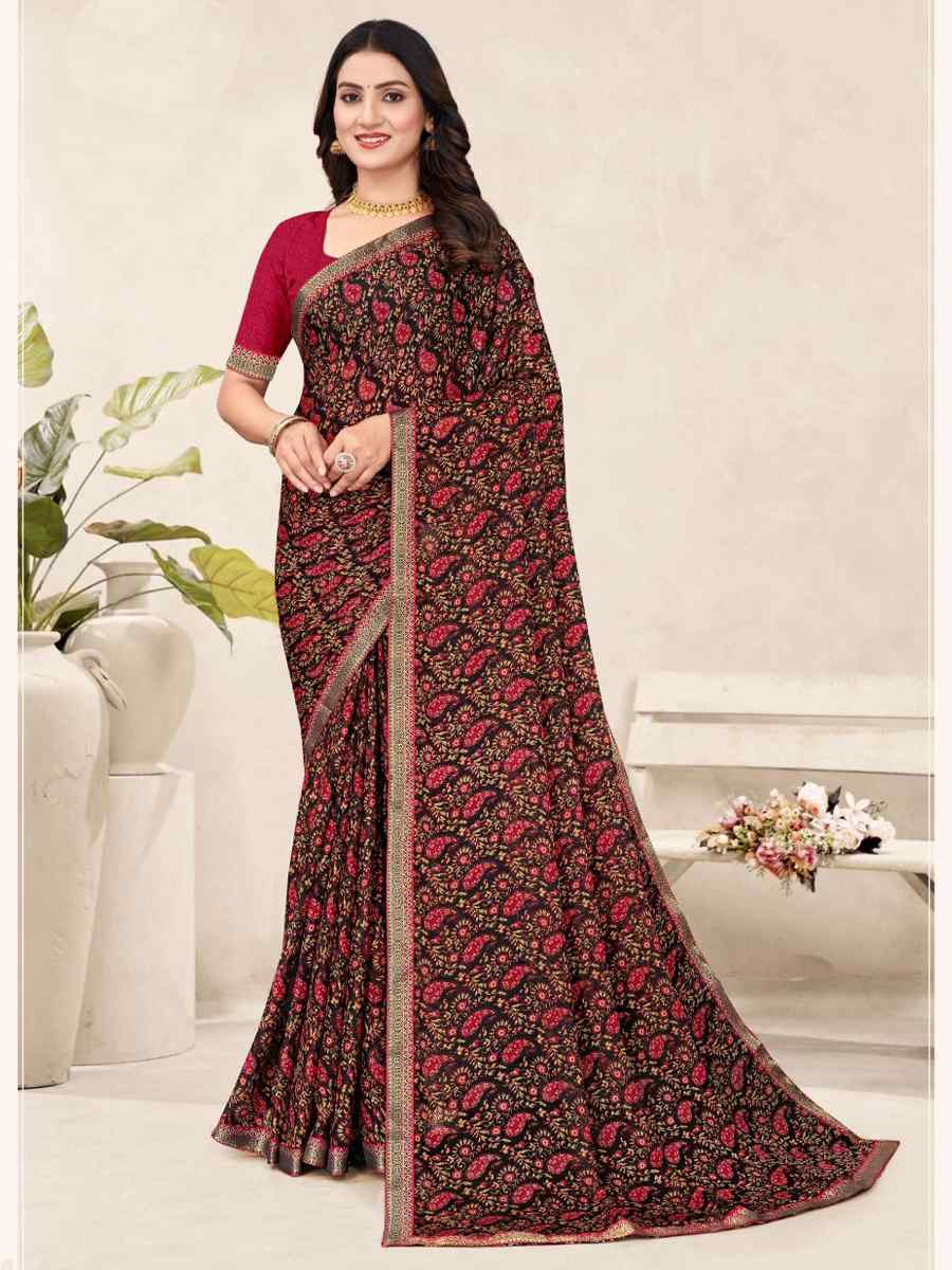 Multi Chiffon Printed Festival Wedding Fancy Classic Style Sarees