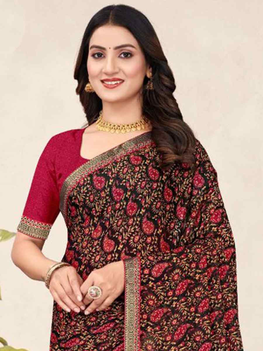 Multi Chiffon Printed Festival Wedding Fancy Classic Style Sarees