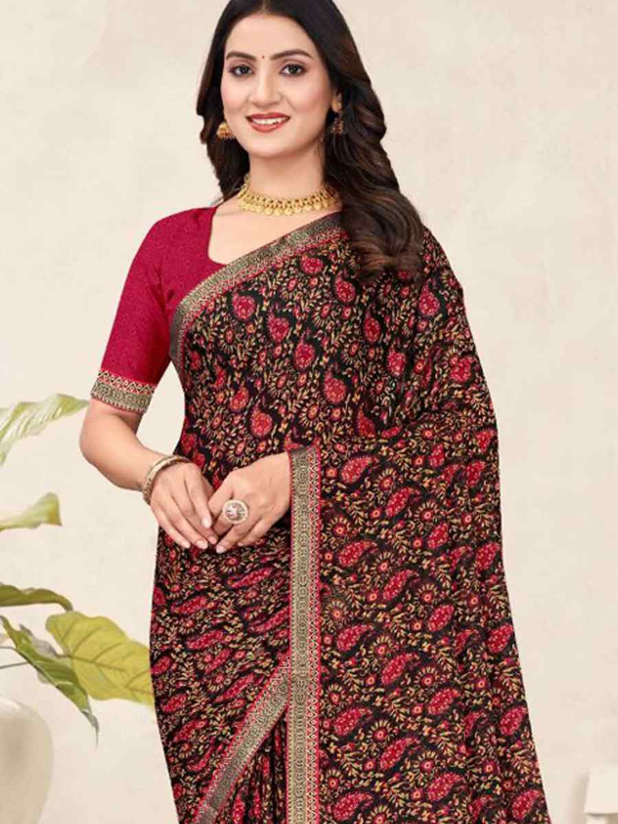 Multi Chiffon Printed Festival Wedding Fancy Classic Style Sarees