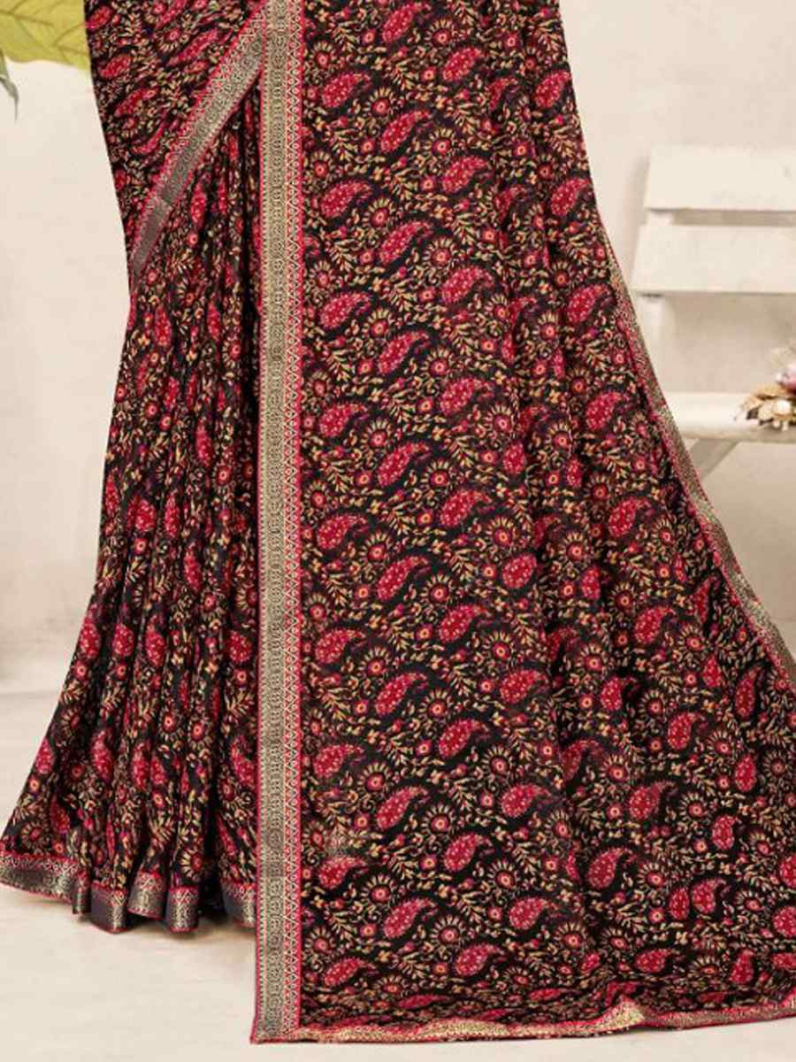 Multi Chiffon Printed Festival Wedding Fancy Classic Style Sarees