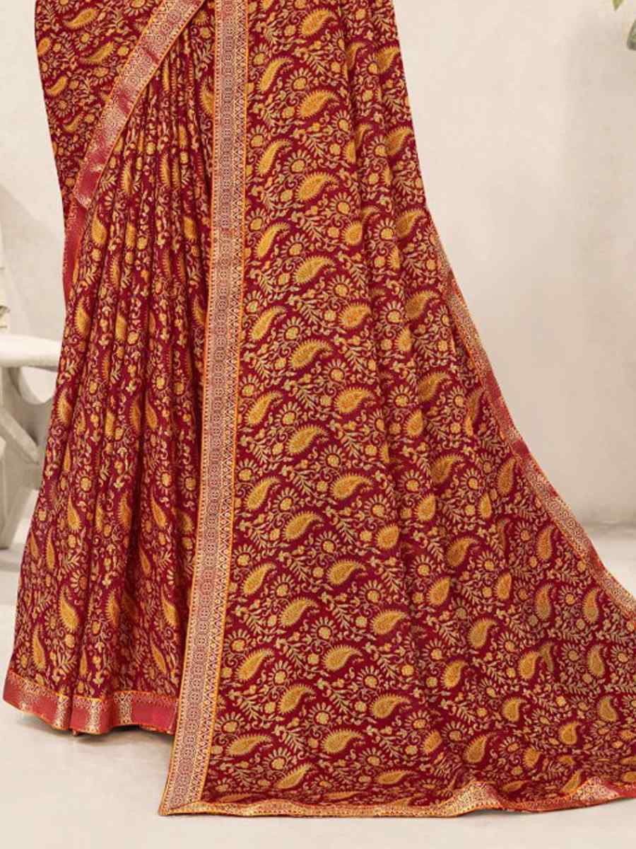 Multi Chiffon Printed Festival Wedding Fancy Classic Style Sarees