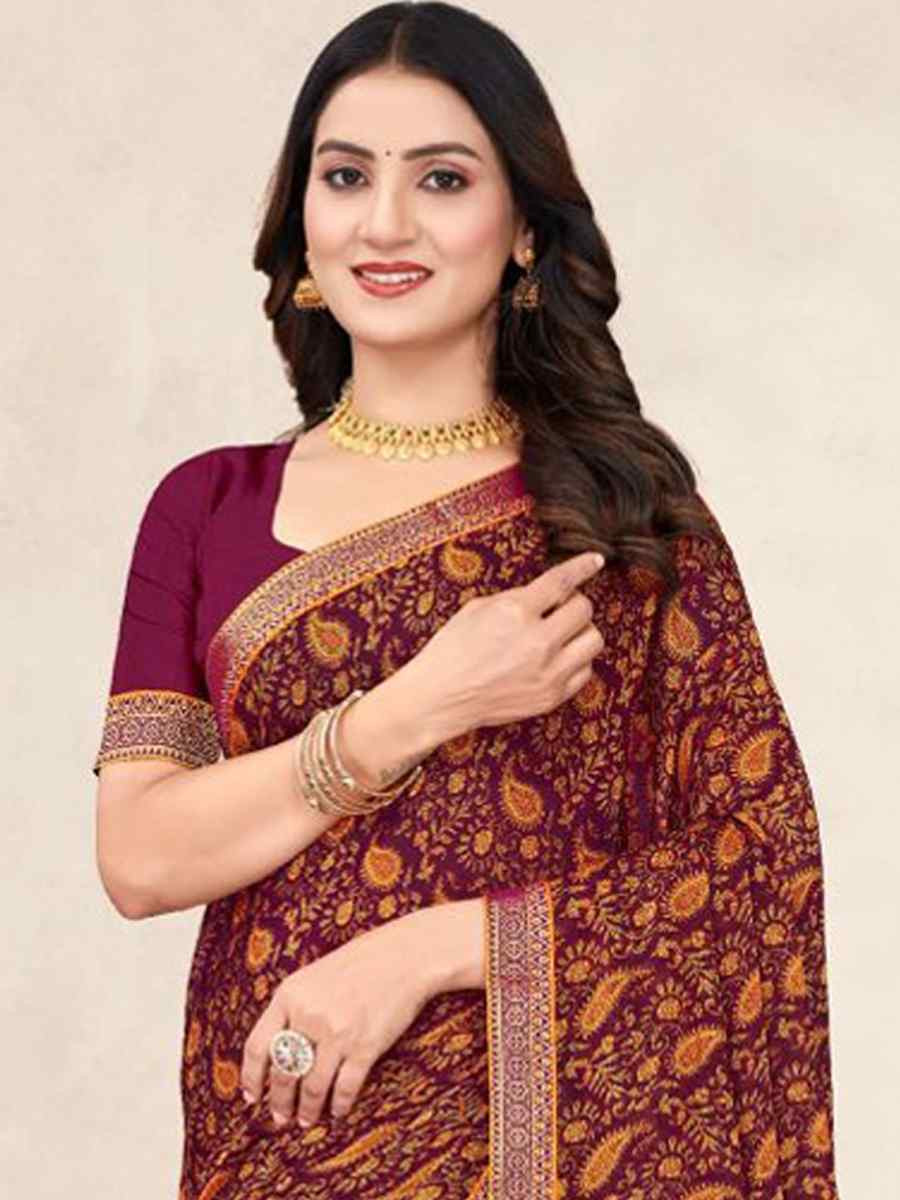 Multi Chiffon Printed Festival Wedding Fancy Classic Style Sarees