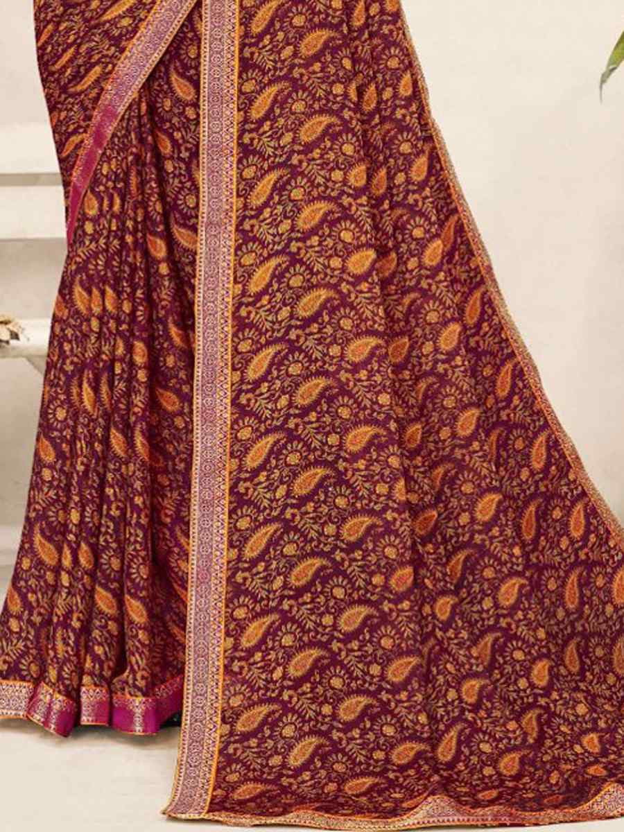 Multi Chiffon Printed Festival Wedding Fancy Classic Style Sarees