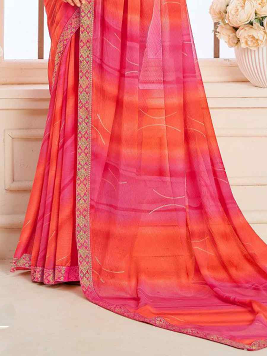 Multi Chiffon Printed Festival Wedding Fancy Classic Style Sarees