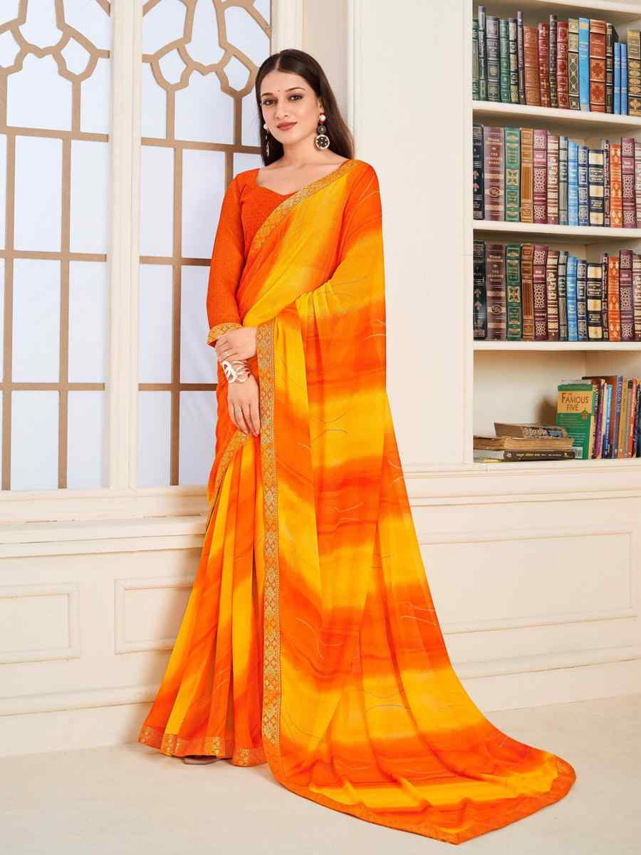 Multi Chiffon Printed Festival Wedding Fancy Classic Style Sarees