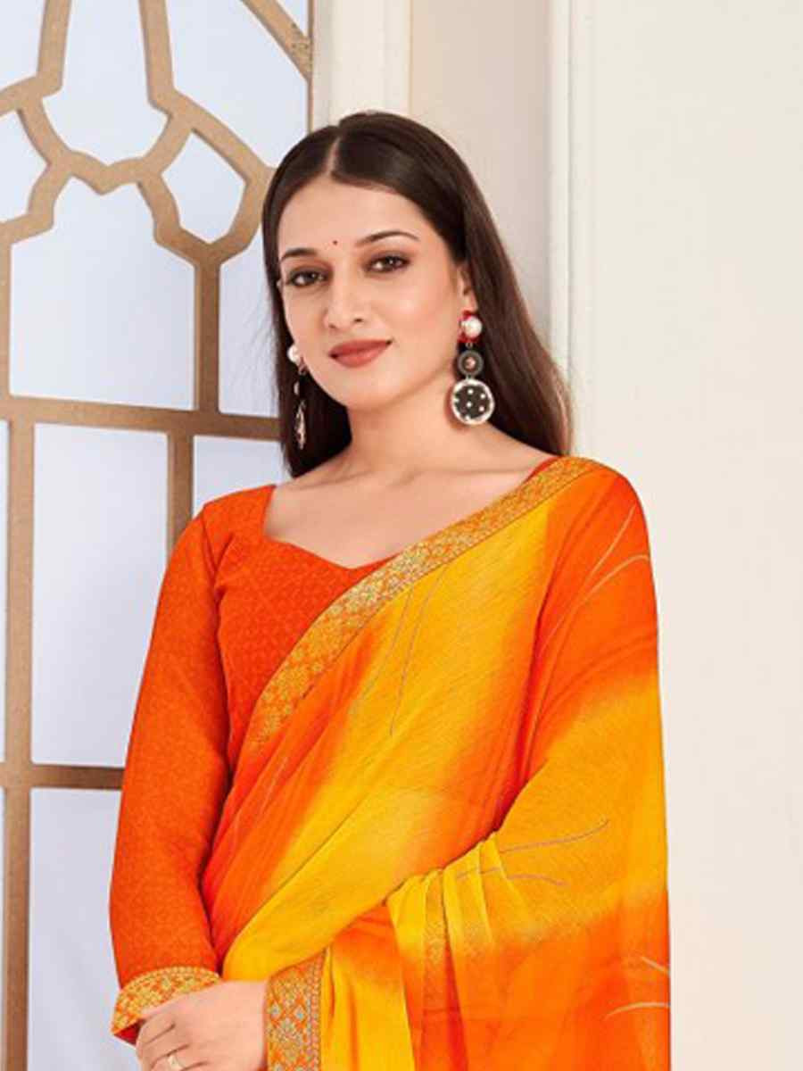 Multi Chiffon Printed Festival Wedding Fancy Classic Style Sarees