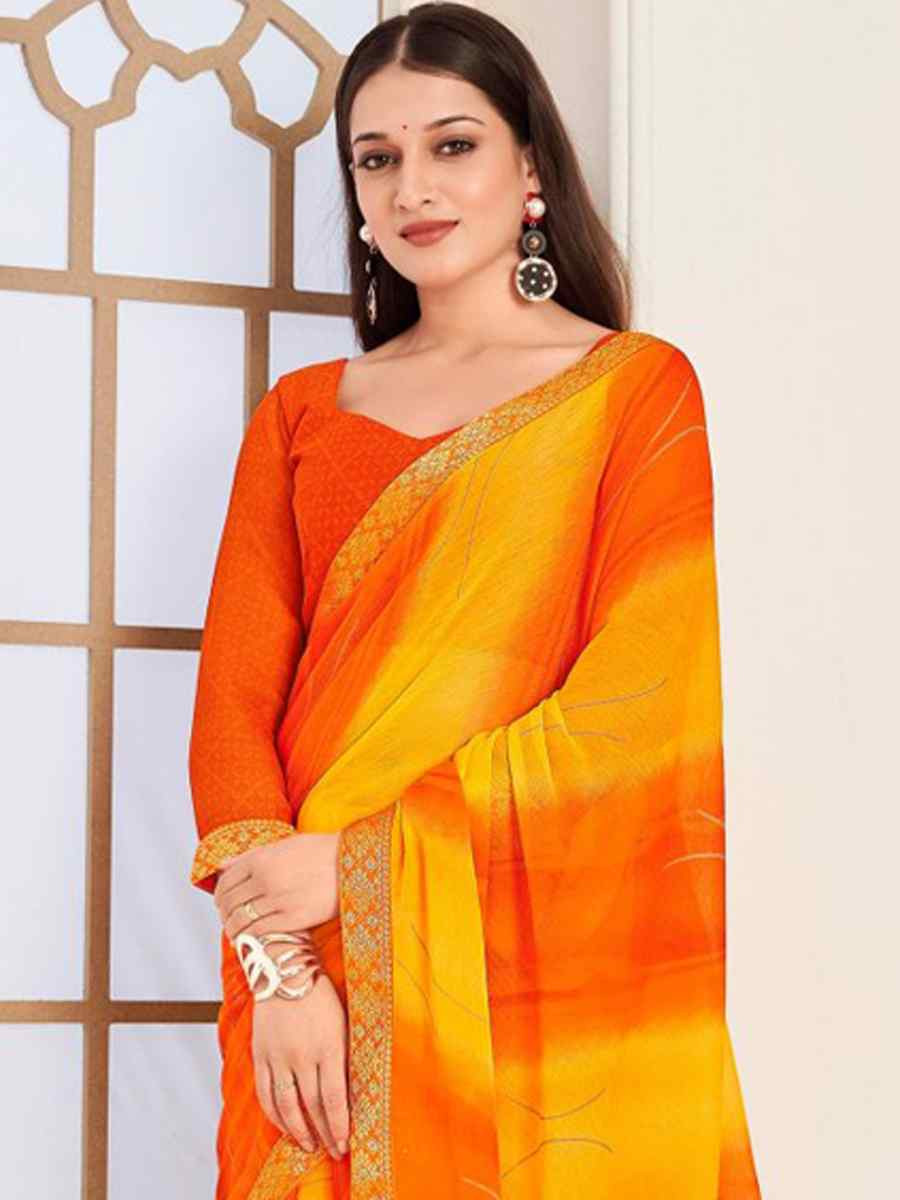 Multi Chiffon Printed Festival Wedding Fancy Classic Style Sarees