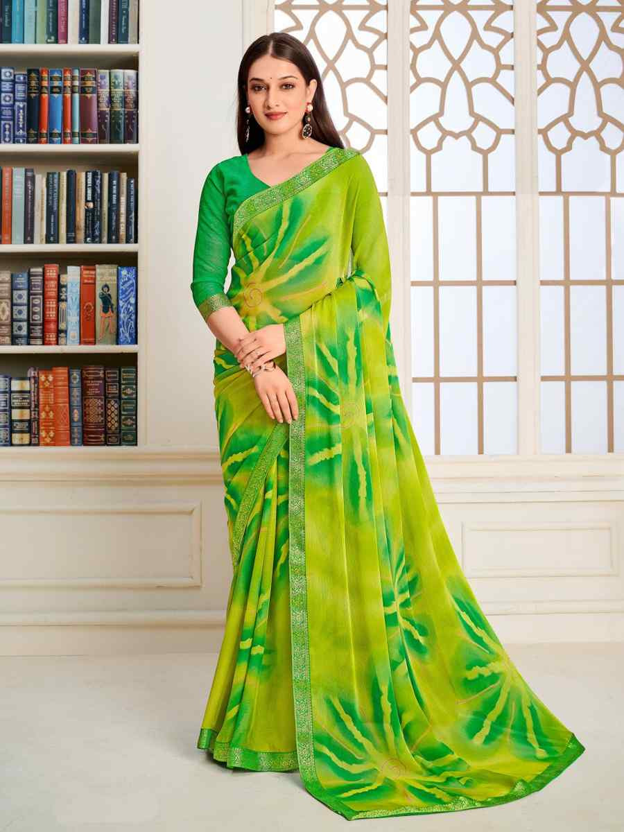 Multi Chiffon Printed Festival Wedding Fancy Classic Style Sarees