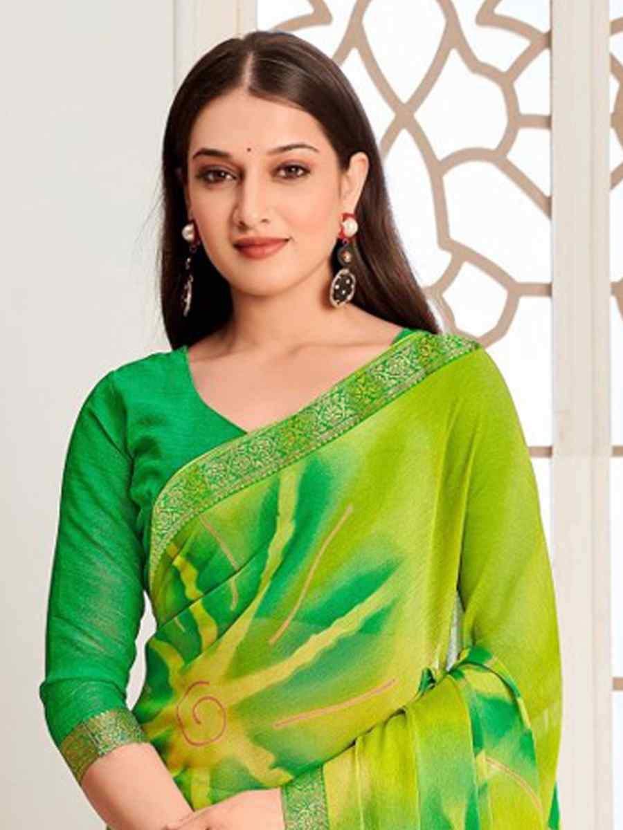 Multi Chiffon Printed Festival Wedding Fancy Classic Style Sarees