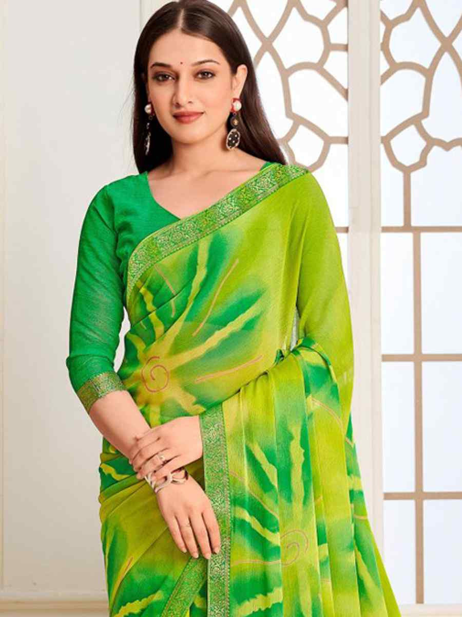 Multi Chiffon Printed Festival Wedding Fancy Classic Style Sarees