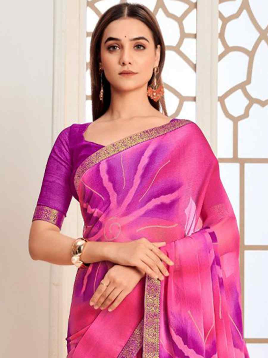 Multi Chiffon Printed Festival Wedding Fancy Classic Style Sarees