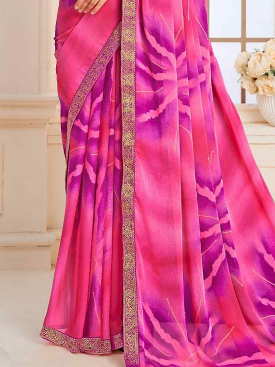 Multi Chiffon Printed Festival Wedding Fancy Classic Style Sarees