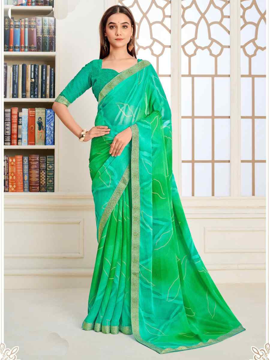 Multi Chiffon Printed Festival Wedding Fancy Classic Style Sarees
